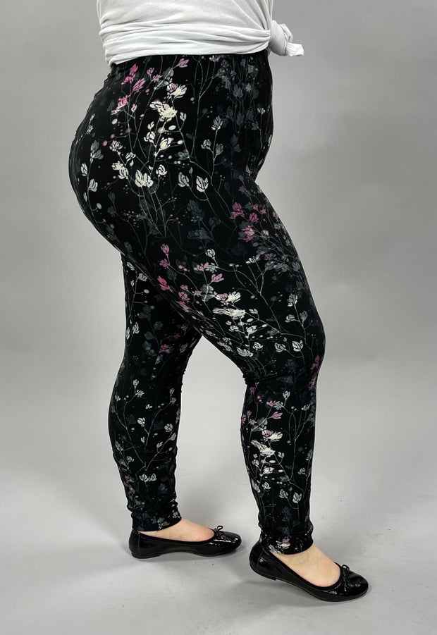 SALE!! BT {Muted Floral} Black Floral Leggings EXTENDED PLUS SIZE 3X/5X