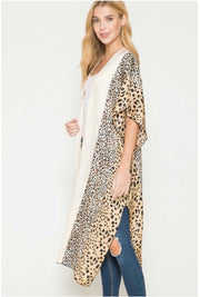 77 OT-C   {Totally Adored} Cream/Leopard Print Kimono PLUS SIZE 1X 2X 3X