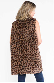 35 OT-F {Money Moves}  Mocha Animal Print Lined Vest PLUS SIZE 1X 2X 3X