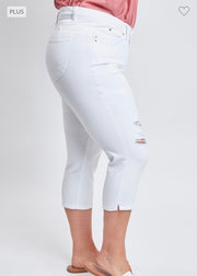 LEG-64 {Royalty For Me} White Ripped Capri Pants PLUS SIZE 14 16 18