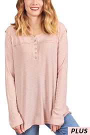 SALE!! 17 SLS {Hit The Ground Running} Dusty Blush Top w/Snaps PLUS SIZE 1X 2X 3X