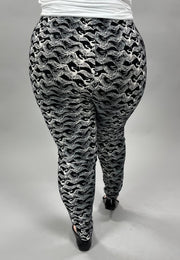 LEG-21 {Swan Lake} Swan Printed Black Leggings EXTENDED PLUS SIZE 3X/5X