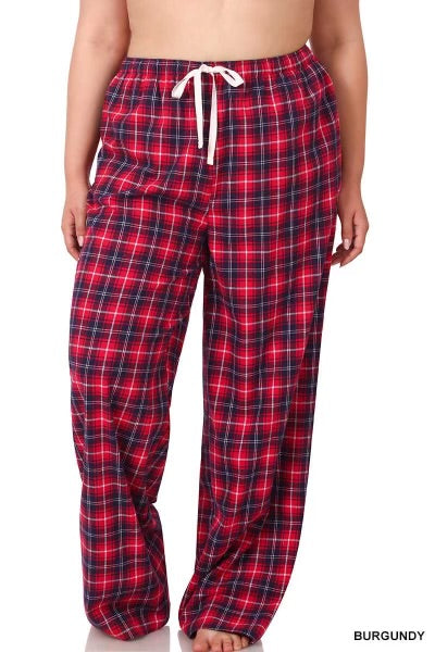 LEG-97  {Instant Friends} Red Plaid Drawstring Pants  PLUS SIZE 1X 2X 3X