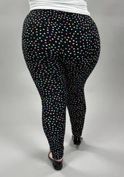 LEG-34 {Party Dots} Multi Colored Dot Print Leggings EXTENDED PLUS SIZE 3X/5X