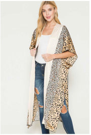 77 OT-C {Totally Adored} Cream/Leopard Print Kimono PLUS SIZE 1X 2X 3X