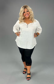 88 SQ-A {No Problems} Ivory V-Neck Top PLUS SIZE XL 2X 3X