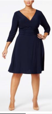 SALE!! LD-F M-109  {NY Collection} Navy Ruched Dress Retail $70.00 PLUS SIZE 1X