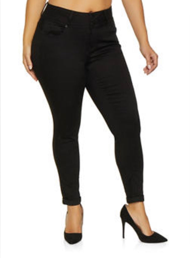 BT-O {Midnight Train} Black Denim Stretchy Straight-Leg Jean PLUS SIZE