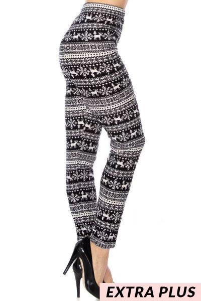 BT-99 {Snowflake Time} Black  Snowflake  Leggings X-PLUS SIZE