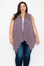 SALE!! 25 OT {Stylish Occasion} Navy/Maroon Geo Print Vest PLUS SIZE XL 2X 3X