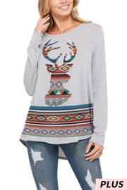 SALE! 15 GT-O {Deer Season} Tribal Printed Deer Head Top PLUS SIZE XL 2X 3X