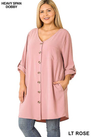 SALE!! 50 SQ-C (Stepping Out) Mauve Button Up Dress 1X 2X 3X Plus Size