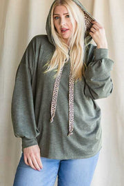 35 HD-B {Bring You Joy} Vintage Olive Leopard Hoodie PLUS SIZE 1X 2X 3X