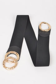 SALE!! BELTS {Travel With Me} Black w/Gold 3 Circle Stretch Belt EXTENDED PLUS SIZE