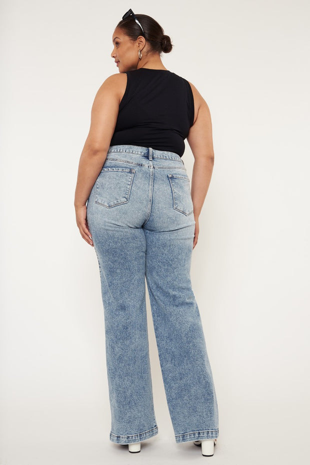 SALE!! LEG-62   {KanCan} Med Blue Ultra High Rise 90's Flare Jeans EXTENDED PLUS SIZE 16 18 20 22