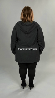 SALE!! OT-P {Back In Black} Long Coat with Hood & Drawstring Waist