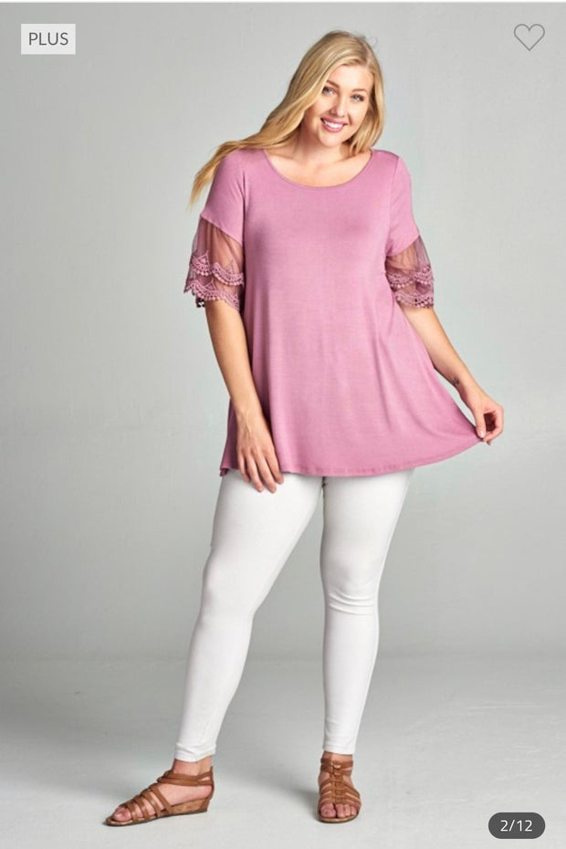 SALE!! 96 SD-B {Wait For It} LAVENDER Top w/Sleeve Detail PLUS SIZE 1X 2X 3X