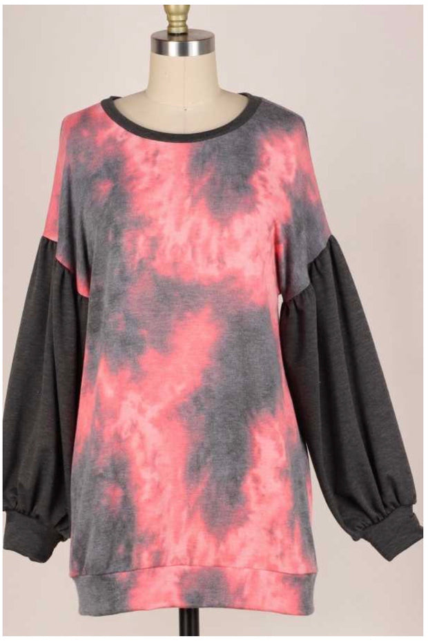 SALE!  25 CP-O {Late For The Party} Pink Grey Tie Dye  Top PLUS SIZE XL 2X 3X