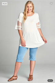 SALE!! 96 SD {Wait For It} OFF WHITE Top w/Sleeve Detail PLUS SIZE 1X 2X 3X