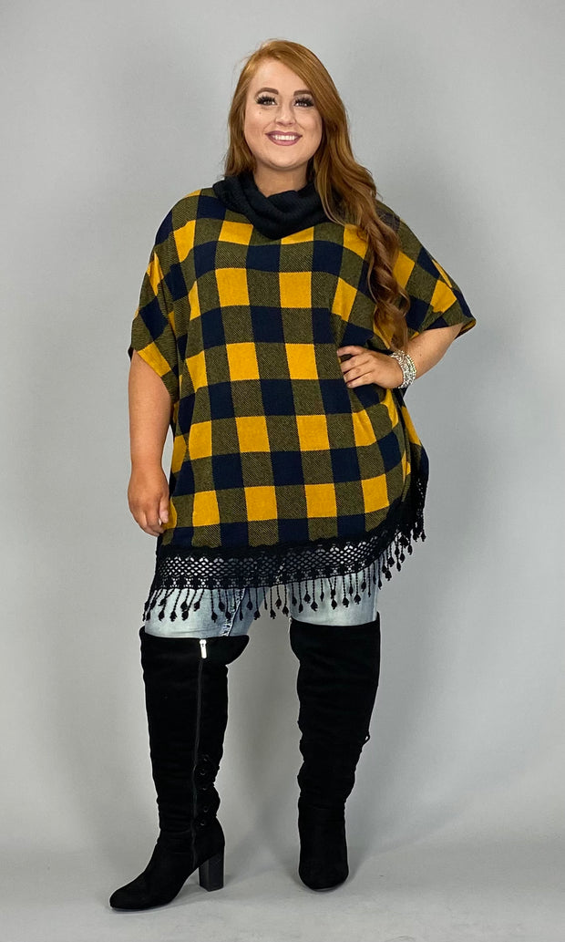 SALE!! 15 PSS-B {Cloak Me In Plaid}  Mustard/Black Plaid Top PLUS SIZE 1X 2X 3X