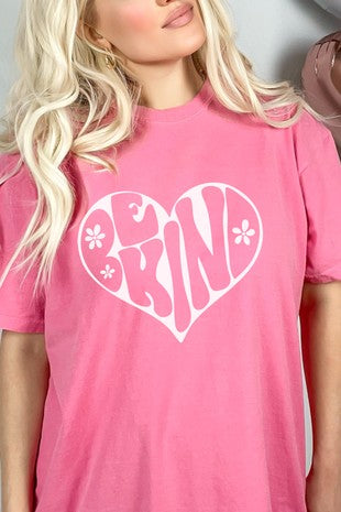 78 GT {Be Kind Heart} PINK Comfort Colors Graphic Tee PLUS SIZE 3X