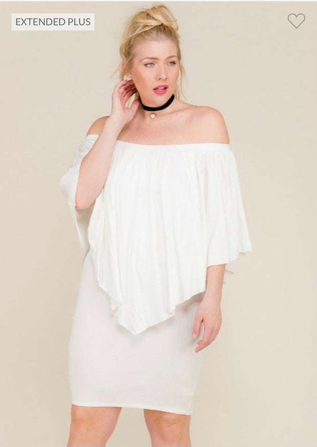 75 OS-A {The Randa} IVORY Off Shoulder Dress PLUS SIZE 1X 2X 3X