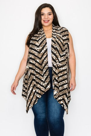 26 OT {A Little Zig A Little Zag} Brown/Black Leopard Print Vest PLUS SIZE XL 2X 3X