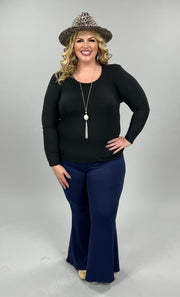 35 SLS-M {Finally Yours} Black Long Sleeve Top PLUS SIZE XL 1X 2X