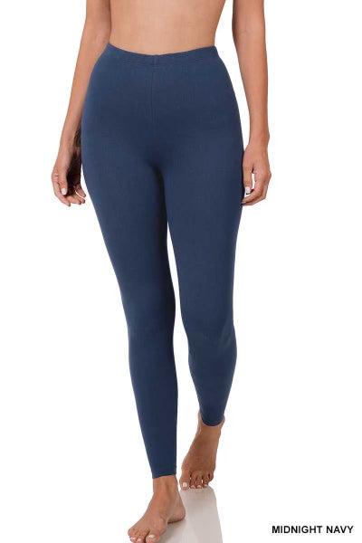 LEG-U {Embrace Change} Midnight Navy Cotton Full Length Leggings  PLUS SIZE 1X 2X 3X