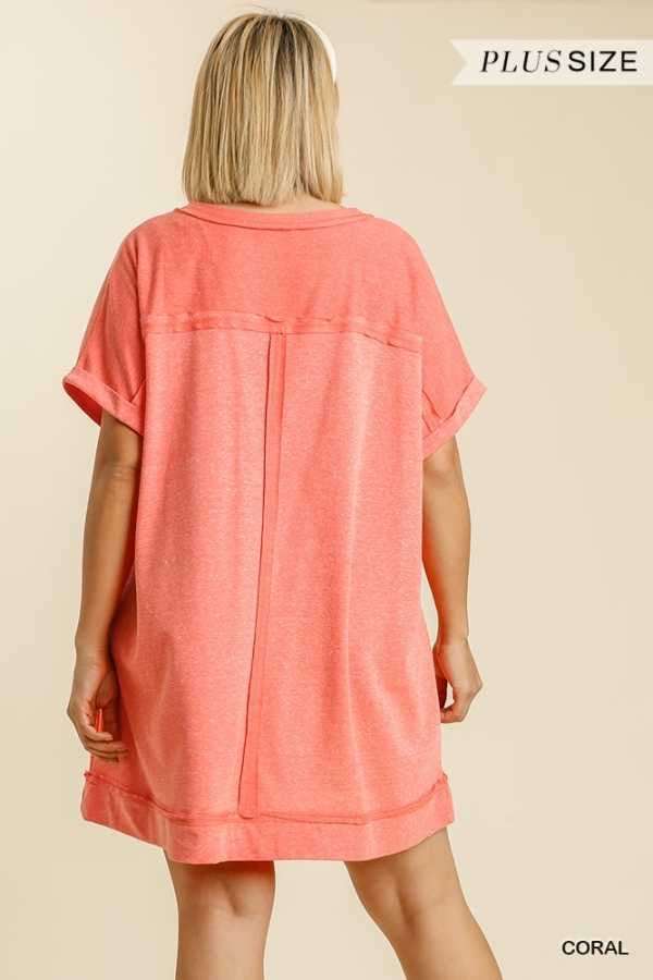 77 SSS-A {Daytime Glow} UMGEE Coral Tunic W/Pockets PLUS SIZE XL 1X 2X