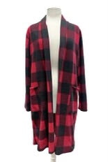 59 OT-I {Somebody To Know} Red Large Check Print Duster PLUS SIZE 1X 2X 3X 4X 5X