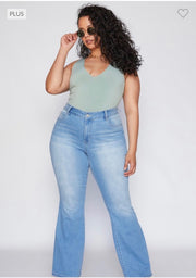 SALE!! LEG-95 {YMI} Light Blue High Rise Flare Jeans  PLUS SIZE 14 16 18 20