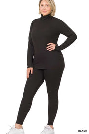 87  SET-B {Walk This Way} Black Long Sleeve Top W Bottoms   PLUS SIZE 1X 2X 3X