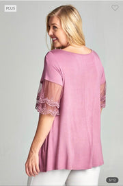 SALE!! 96 SD-B {Wait For It} LAVENDER Top w/Sleeve Detail PLUS SIZE 1X 2X 3X