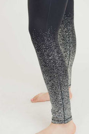 BT-99 {Midnight Sparkle} Black Leggings With Silver Foil Detail PLUS SIZE XL 1X 2X 3X