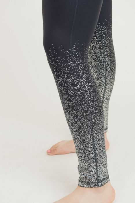 SALE!! BT-99 {Midnight Sparkle} Black Leggings With Silver Foil Detail PLUS SIZE XL 1X 2X 3X