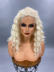 {Tiffany} Platinum Blonde Curly Half Wig