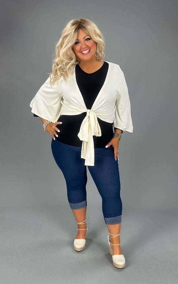 SALE!! 42 OT-O {All In A Dream} Cream Front Tie Shrug PLUS SIZE 1X 2X 3X