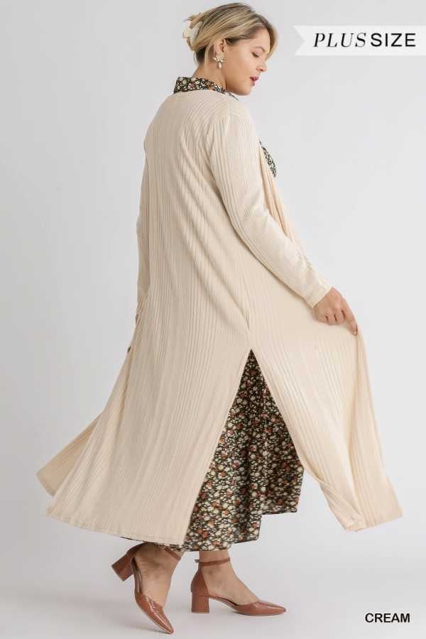 SALE!! LD-L {Ode To Love} Creme Ribbed Long Cardigan PLUS SIZE XL 1X 2X