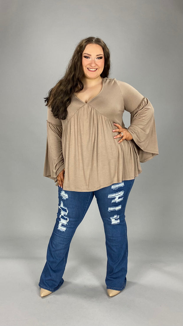 59 SLS-D {Autumn Mood} Mocha Long Sleeve Top PLUS SIZE 1X 2X 3X