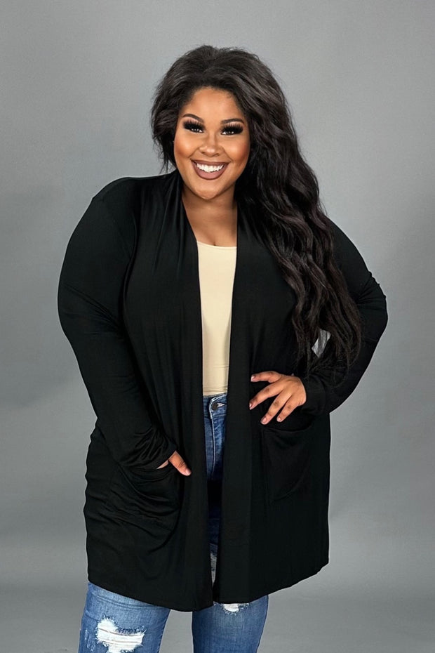 25 OT {Can Never Have Enough} Black Duster w/Front Pockets PLUS SIZE 1X 2X 3X