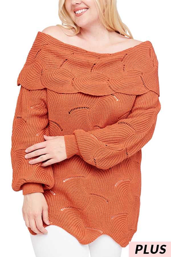 SALE!! 23 OS-B {Bonfire Dates} Rust Sweater PLUS SIZE XL 2X 3X