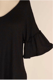 SALE!!  49 SSS-A {Forever Fling} Black Waffle Knit Bell Sleeve Top PLUS SIZE XL 2X 3X