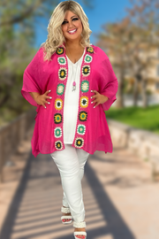 SALE!! 40 OT-A {Maybe Some Day} Umgee Hot Pink Kimono PLUS SIZE XL/1X  1X/2X