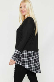 SALE!! 23 CP-L {Cut It Short}  Black With White Plaid Tunic PLUS SIZE XL 2X 3X