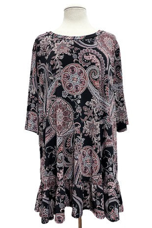 SALE!! 27 PSS {Element Of Surprise} Black/Mauve Paisley Print Top EXTENDED PLUS SIZE 4X 5X 6X