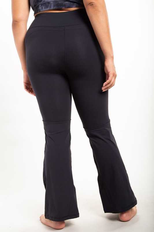 SALE!! LEG-16 {So Carefree} Black Flared Yoga Pants PLUS SIZE XL 1X 2X 3X