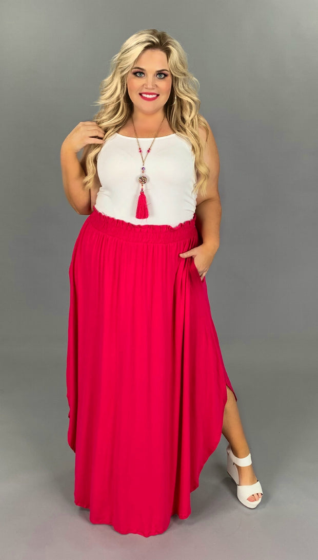 SALE!!  BT-F {Gypsy Good Time} Fuchsia  Skirt with Uneven Rounded Hem PLUS SIZE 1X 2X 3X