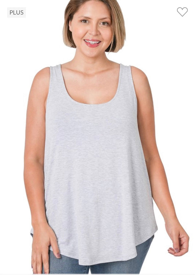 48 SV-E {Simply Delightful} Heather Grey Sleeveless Tank PLUS SIZE 1X 2X 3X