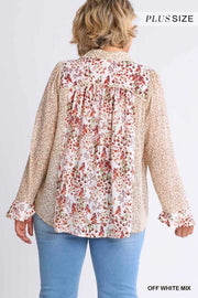 SALE!! 22 CP {Rules For Success} Umgee Ivory Brown Floral Top PLUS SIZE XL 1X 2X